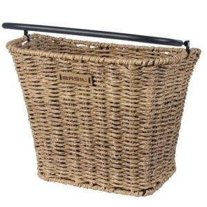 BASIL BREMEN RATTAN LOOK KF FRONT BASKET,INCLUDES KF HANDLEBAR HOLDER, BROWN