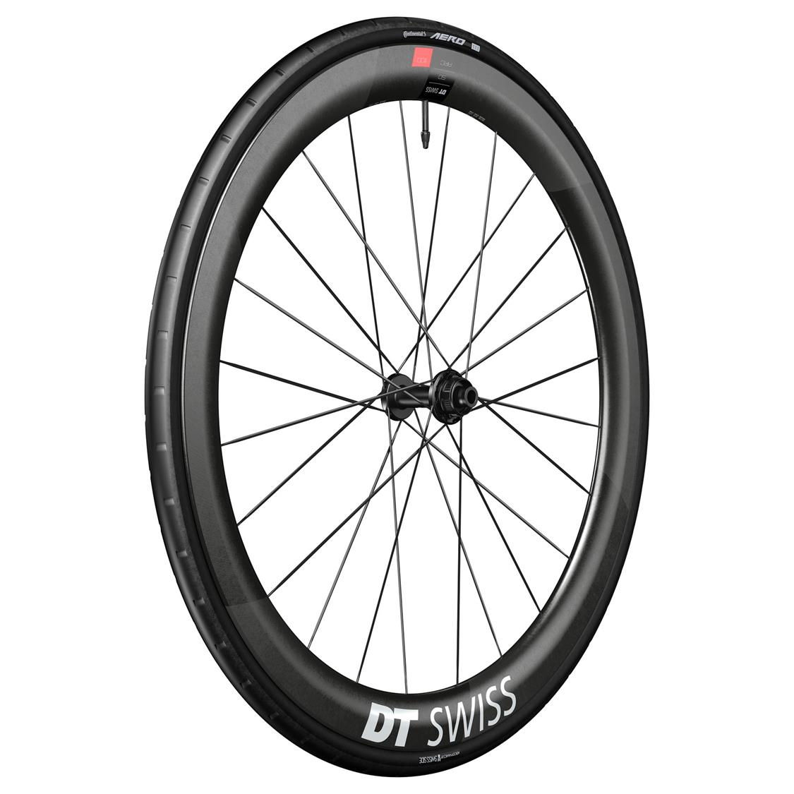 DT SWISS FRONT ARC 1100 62 DICUT WITH CONTI AERO 111 TYRE, 700c WHEEL CL 12/100 WTS